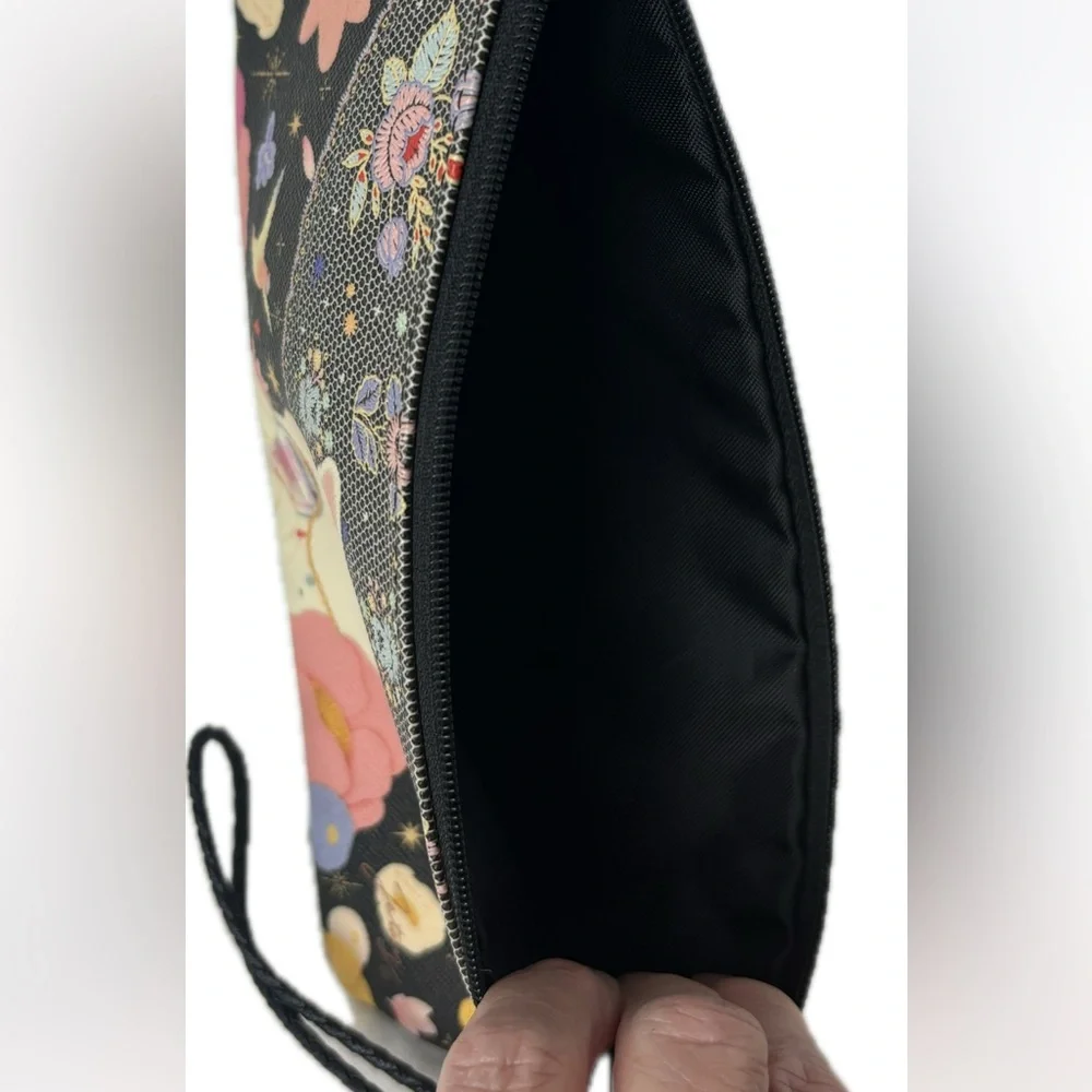 Adorable vegan leather rainbow cat wristlet full zipper with harness loop